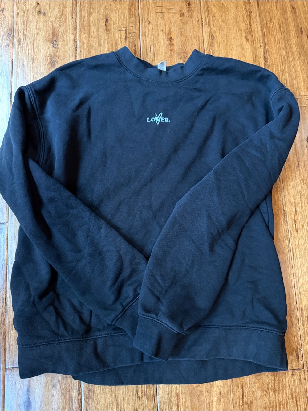 Love Black Crewneck Sweatshirt with Mint Logo